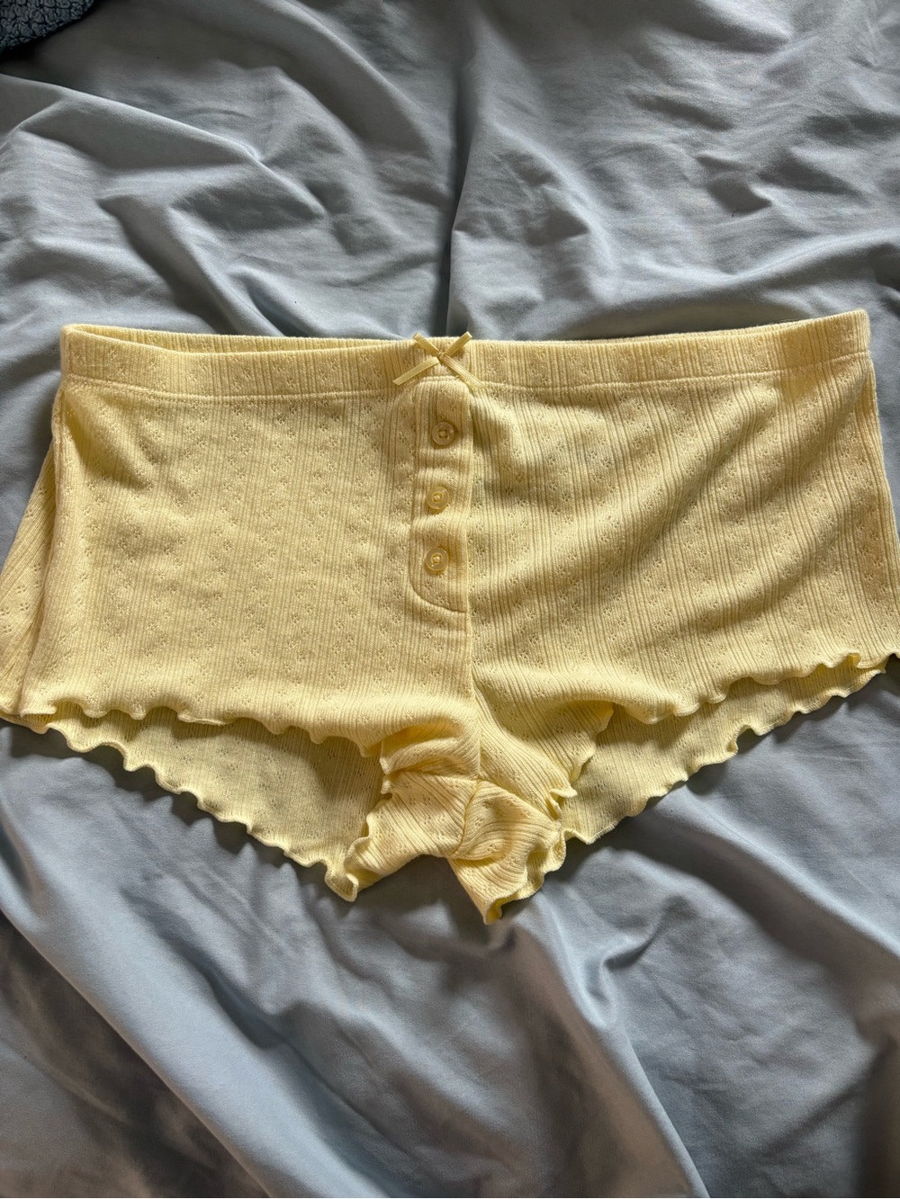Garage Butter Yellow Pointelle Micro Shorts